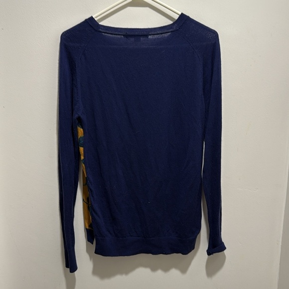 Boden 100% Wool Floral Navy & Mustard Long Sleeve Sweater Size 6 - Picture 6 of 6